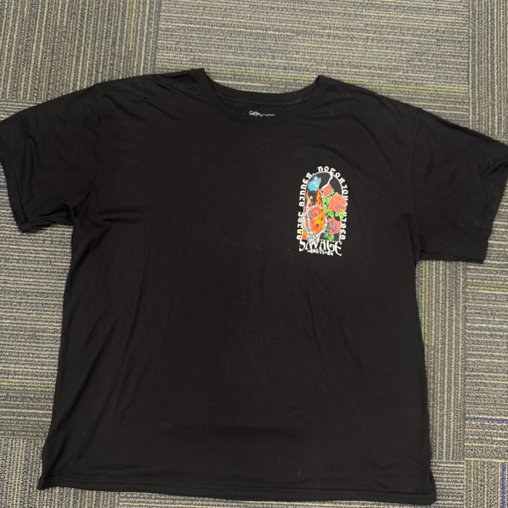 2 Monkeys Graphic T-Shirt Mens 3XL Black Excellent Saint Sinner Savage Skeleton - Picture 2 of 9